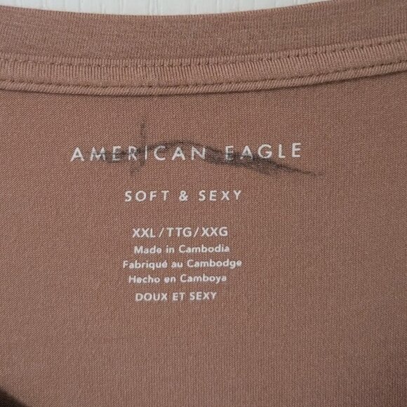 American Eagle | Soft & Sexy Oversized V-Neck Tee in Tan - Picture 3 of 7
